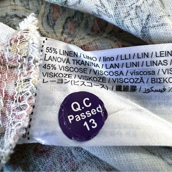 Mango Womens NWT Floral Print V-Neck Buttoned Linen-Blend Midi Dress Size 18 New - Picture 9 of 12